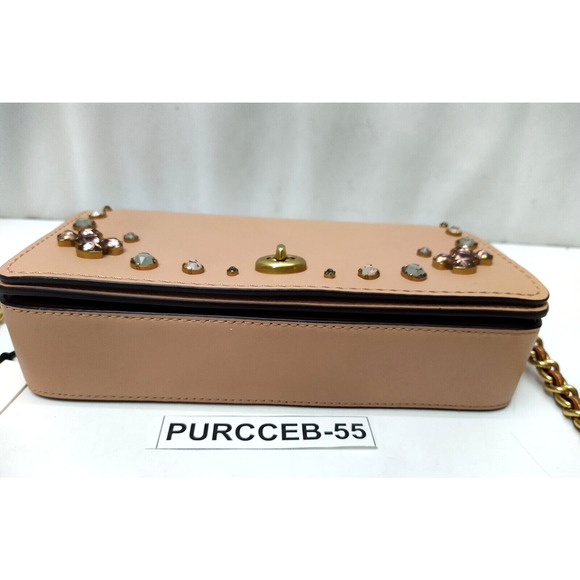 Coach Ladies Dinky Crystal Pink Leather Chain Strap Kisslock Crossbody Bag- NWT - Picture 7 of 13
